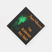 Biker Billy Halloween Skeleton Black & Orange Serviette (Ecke)