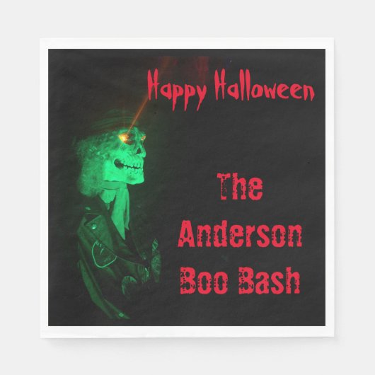 Biker Billy Halloween Skeleton Black & Red Serviette (Vorderseite)