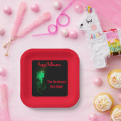 Biker Billy Halloween Skeleton Blood Red & Black Pappteller (Party)