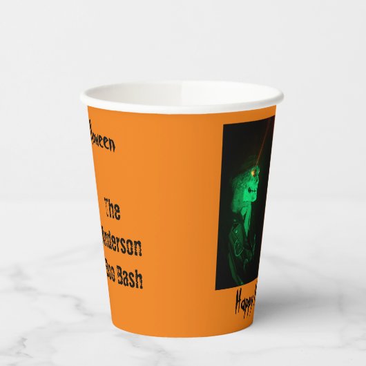 Biker Billy Halloween Skeleton Pumpkin Orange Pappbecher (Links)