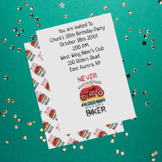 Biker Birthday Party Old Man Joke Einladung