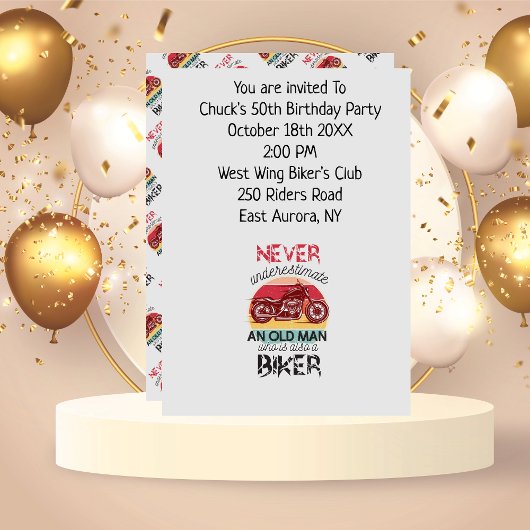 Biker Birthday Party Old Man Joke Einladung