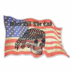 Biker bis zum Ende Schädel USA Flag Kunst Aufkleber