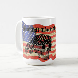 Biker bis zum Ende Schädel USA Flag patriotische K Kaffeetasse