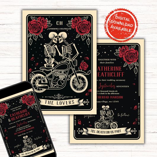 Biker bis zum Tarot Hochzeit Einladung