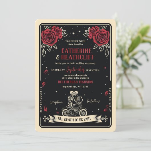 Biker bis zum Tarot Hochzeit Einladung (Stehend Vorderseite)