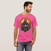 Biker Bloodhound Dog Riding Motorrad T-Shirt (Vorne ganz)