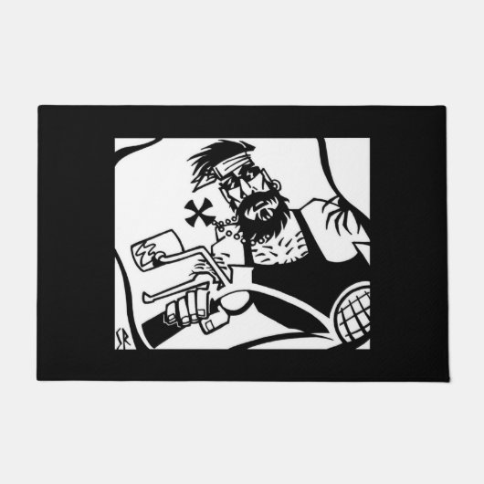 Biker Bro schwarze Tür Fußmatte (Vorderseite)