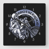 Biker-Bruderschaft Quadratische Wanduhr (Vorderseite)