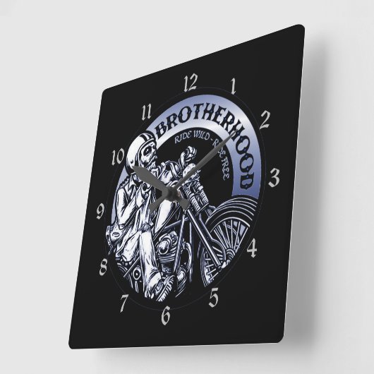 Biker-Bruderschaft Quadratische Wanduhr (Winkel)