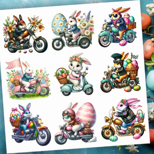 Biker Bunnies OsterSet 1 Aufkleber