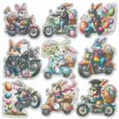 Biker Bunnies OsterSet 2 Aufkleber (Vorderseite)