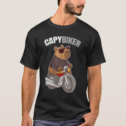Biker Capybara - Lustiger Capybiker T-Shirt (Vorderseite)