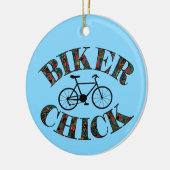 Biker Chick Bike Keramik Ornament (Links)