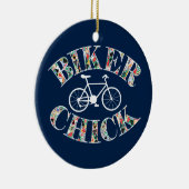 Biker Chick Bike Keramik Ornament (Rechts)
