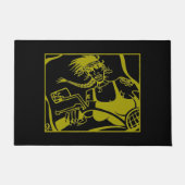 Biker Chick Gelb und schwarz Türmatte (Vorderseite)