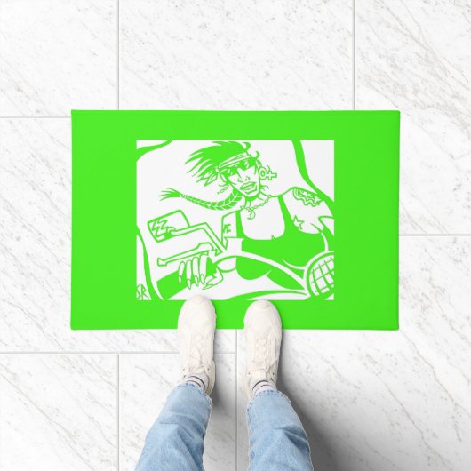 Biker Chick green Doormat Fußmatte (Indoor)