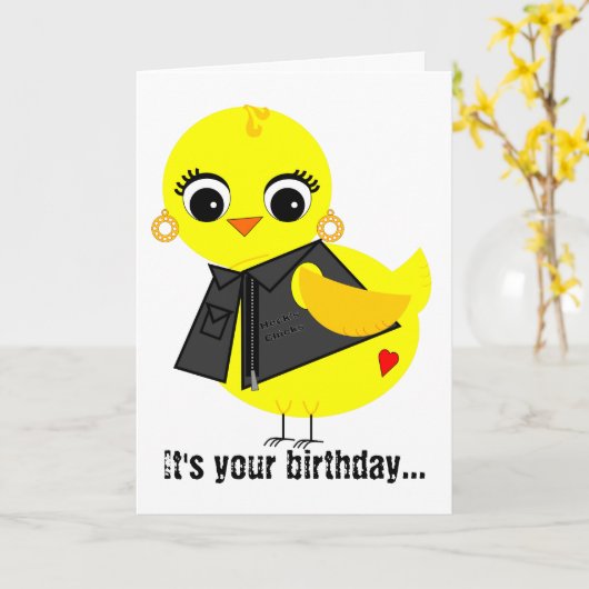 Biker Chick Karte (Gelbe Blume)