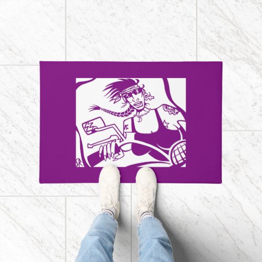 Biker Chick lila Doormat Fußmatte (Indoor)