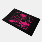 Biker Chick pink und schwarz Türmatte (Schrägansicht)