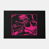 Biker Chick pink und schwarz Türmatte (Vorderseite)