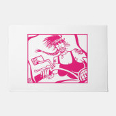 Biker Chick pink und weiß Türmatte (Vorderseite)