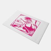 Biker Chick pink und weiß Türmatte (Schrägansicht)