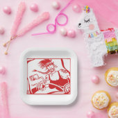 Biker Chick Rot-Quadrat-Teller Pappteller (Party)