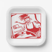 Biker Chick Rot-Quadrat-Teller Pappteller (Vorderseite)