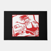Biker Chick rot und schwarz Türmatte (Vorderseite)