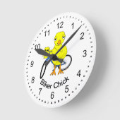 Biker Chick Runde Wanduhr (Winkel)