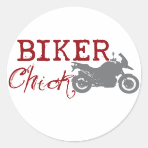 Biker Chick Runder Aufkleber