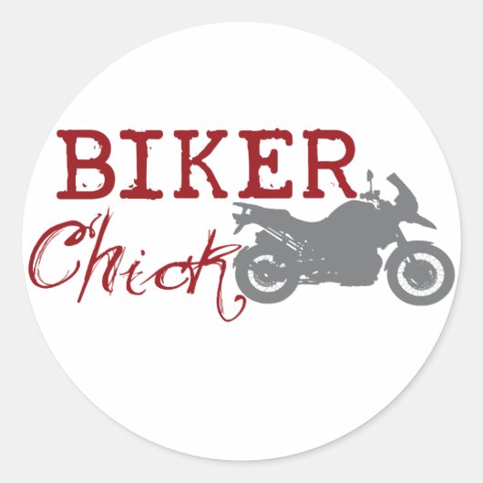 Biker Chick Runder Aufkleber (Vorderseite)