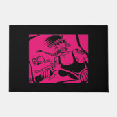 Biker Chick schwarz pink schwarz Türmchen Fußmatte (Vorderseite)