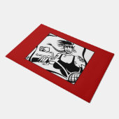 Biker Chick schwarz und rot Türmatte (Schrägansicht)