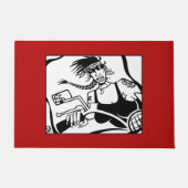 Biker Chick schwarz und rot Türmatte (Vorderseite)