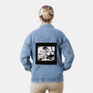 Biker Chick Schwarz-weiße Damenjacke Jeansjacke