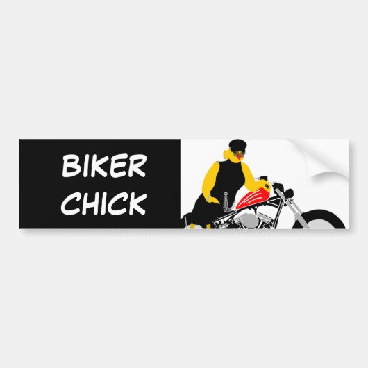 BIKER CHICK sitzt auf ihrem Motorrad Autoaufkleber (Vorne)