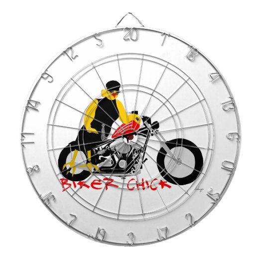 BIKER CHICK sitzt auf ihrem Motorrad Dartscheibe (vorne)