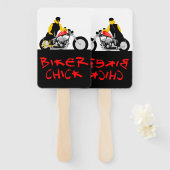 BIKER CHICK sitzt auf ihrem Motorrad Fächer (Vorne und Hinten)