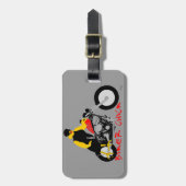 BIKER CHICK sitzt auf ihrem Motorrad Gepäckanhänger (Vorderseite vertikal)