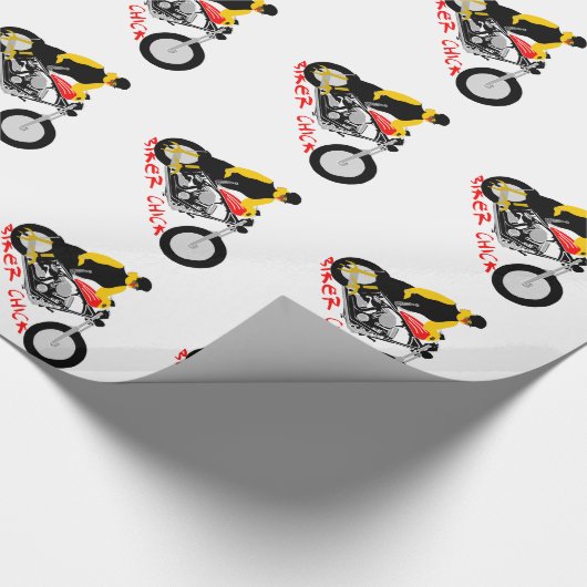 BIKER CHICK sitzt auf ihrem Motorrad Geschenkpapier (Ecke)