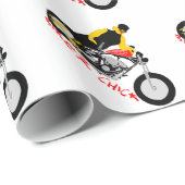 BIKER CHICK sitzt auf ihrem Motorrad Geschenkpapier (Rolleneckpunkt)