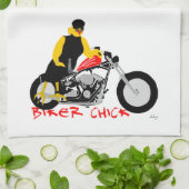 BIKER CHICK sitzt auf ihrem Motorrad Geschirrtuch (Gefaltet)