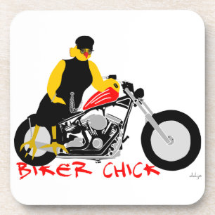BIKER CHICK sitzt auf ihrem Motorrad Getränkeuntersetzer