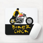 BIKER CHICK sitzt auf ihrem Motorrad Mousepad (Mit Mouse)