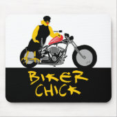 BIKER CHICK sitzt auf ihrem Motorrad Mousepad (Vorne)