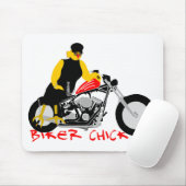 BIKER CHICK sitzt auf ihrem Motorrad Mousepad (Mit Mouse)