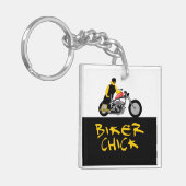BIKER CHICK sitzt auf ihrem Motorrad Schlüsselanhänger (Vorderseite links)