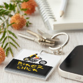 BIKER CHICK sitzt auf ihrem Motorrad Schlüsselanhänger (Vorderseite rechts)